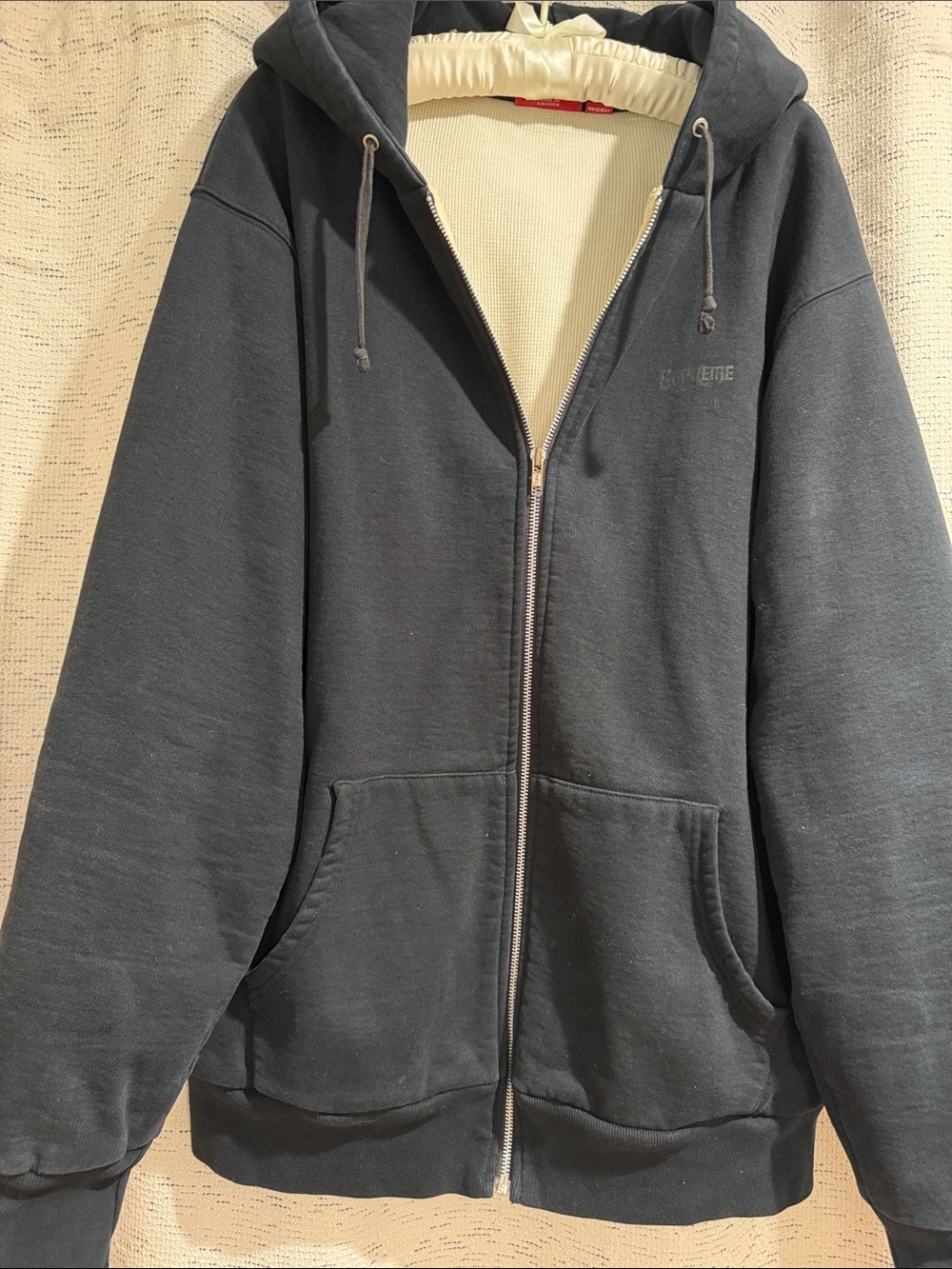 Supreme Black Full-Zip Hoodie with Cream Lining